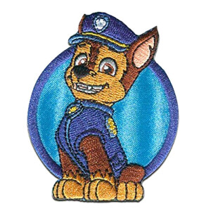 écusson thermocollant Chase - Pat patrouille - bleu/marron 7x6 cm