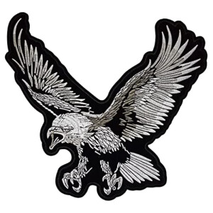 écusson thermocollant Aigle noir blanc 27.3x29.8 cm