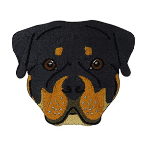 écusson thermocollant Rottweiler - Chien - noir marron foncé marron