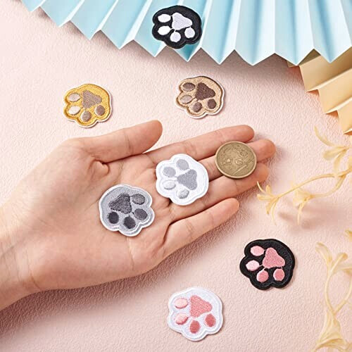 écusson thermocollant Chien couleurs mélangées - imprimé pattes de 21 pièces 33 mm variant 4 