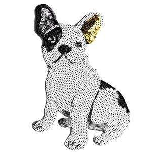 écusson thermocollant Bouledogue - Chien - blanc 25.3x17.2 cm