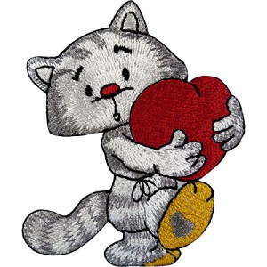 écusson thermocollant Chat rouge 7 cm