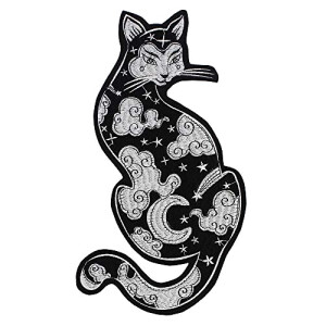 écusson thermocollant Chat noir/blanc 2 pièces 15 cm