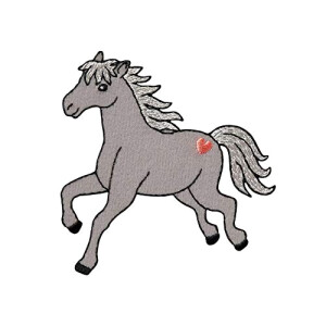 écusson thermocollant Cheval gris 7.5x7.5 cm
