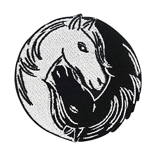 écusson thermocollant Cheval noir/blanc