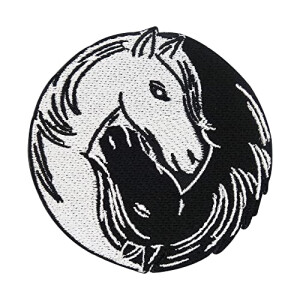 écusson thermocollant Cheval noir/blanc