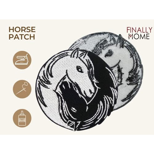écusson thermocollant Cheval noir/blanc variant 0 