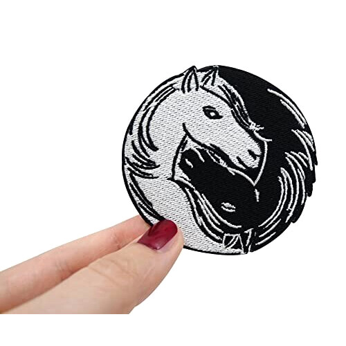 écusson thermocollant Cheval noir/blanc variant 1 
