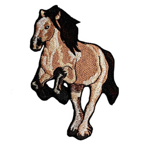 écusson thermocollant Cheval marron beige 11.5x8.5 cm