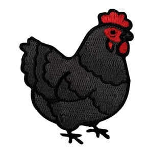 écusson thermocollant Coq noir rouge 7x5.5 cm