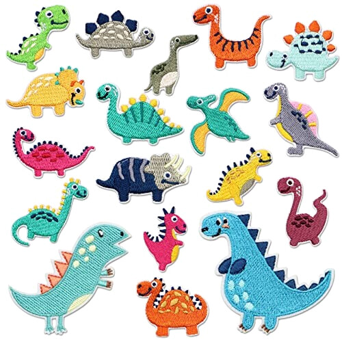 écusson thermocollant Dinosaure bleu 18 pièces