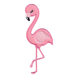 écusson thermocollant Flamant rose rose 9.5x3.75 cm