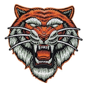 écusson thermocollant Lion orange/blanc