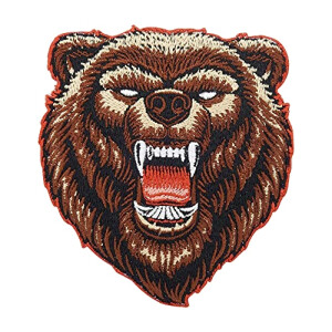 écusson thermocollant Ours marron foncé marron et rouge