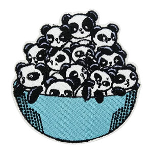 écusson thermocollant Panda bleu/noir/blanc