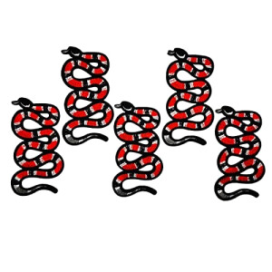 écusson thermocollant Serpent rouge noir blanc 8.5x4.3 cm