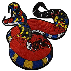 écusson thermocollant Serpent bleu rouge jaune 31x28.5 cm