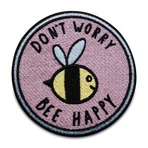 écusson thermocollant Abeille rose jaune noir