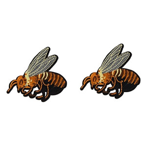 écusson thermocollant Abeille marron 2 pièces 8x6.5 cm