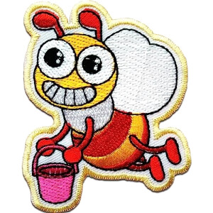 écusson thermocollant Abeille rose 6x7.5 cm