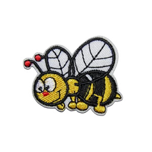 écusson thermocollant Abeille noir jaune 4x3.7 cm