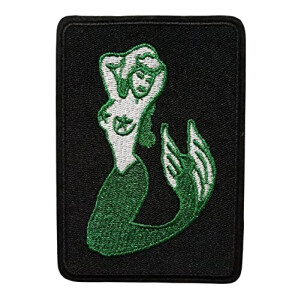 écusson thermocollant Sirène noire vert 11.9x8.1 cm