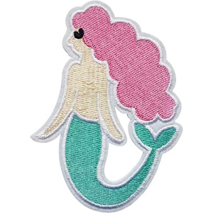 écusson thermocollant Sirène rose 8.8x6.4 cm