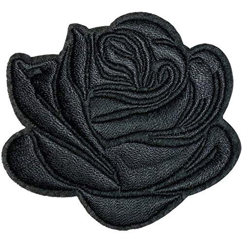 écusson thermocollant Rose - Fleur - noir 6.7x7.3 cm