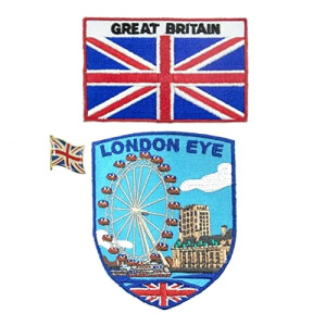 écusson thermocollant Londres bleu 3 pièces 6.3x7.9 cm