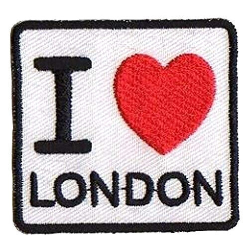 écusson thermocollant Londres blanc 6x6 cm