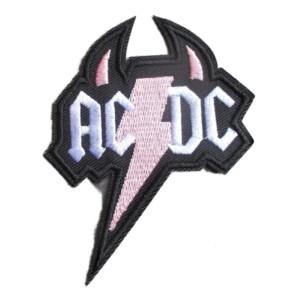 écusson thermocollant ACDC rose 10x8 cm
