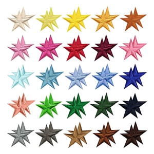 écusson thermocollant Étoile différents couleuris 50 pièces 3x3 cm