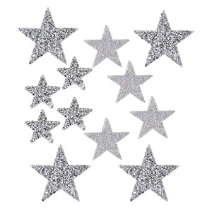 écusson thermocollant Étoile argent 12 pièces 4 cm