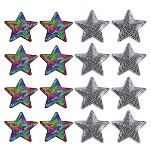 écusson thermocollant Étoile argent 30 pièces