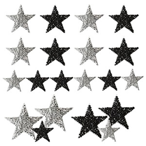 écusson thermocollant Étoile blanc argenté noir 20 pièces 3.8x3.8 cm