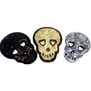 écusson thermocollant Tête de mort multicolore 8x5 cm