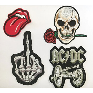 écusson thermocollant Tête de mort biker 4 pièces 11x8 cm