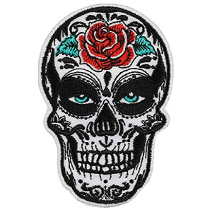 écusson thermocollant Tête de mort blanc 90x60 mm