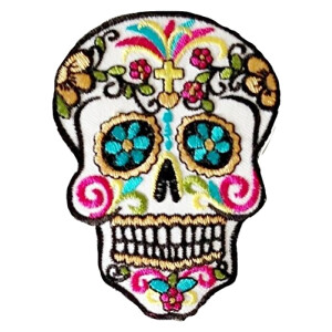 écusson thermocollant Tête de mort multicolore 26x18 cm