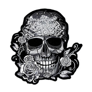 écusson thermocollant Tête de mort noir 9x9.5 cm